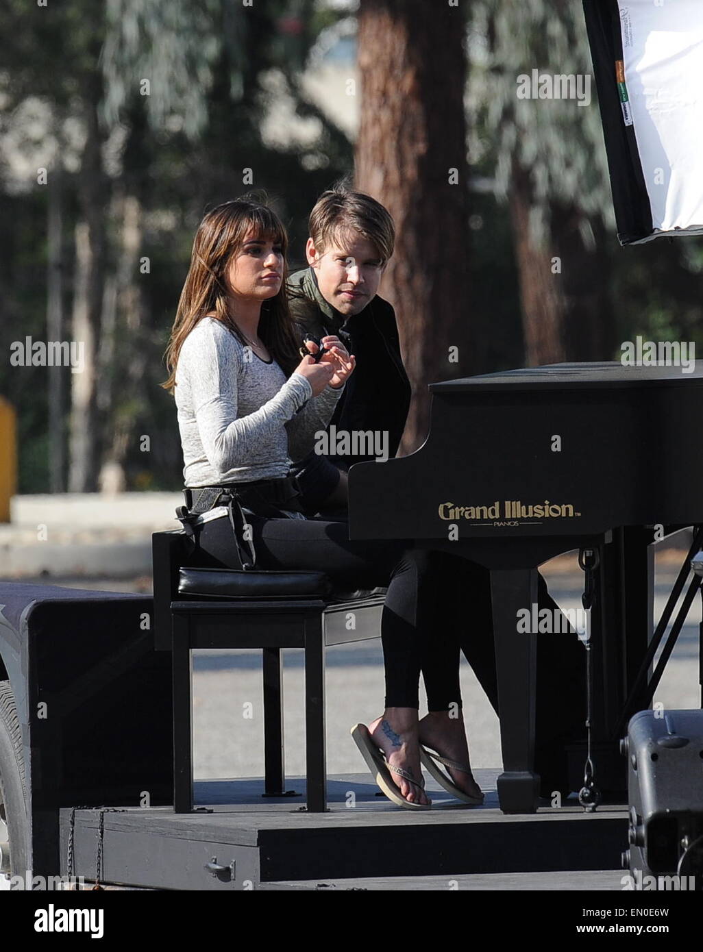 Actress Lea Michele plays the piano and sings her lungs out with