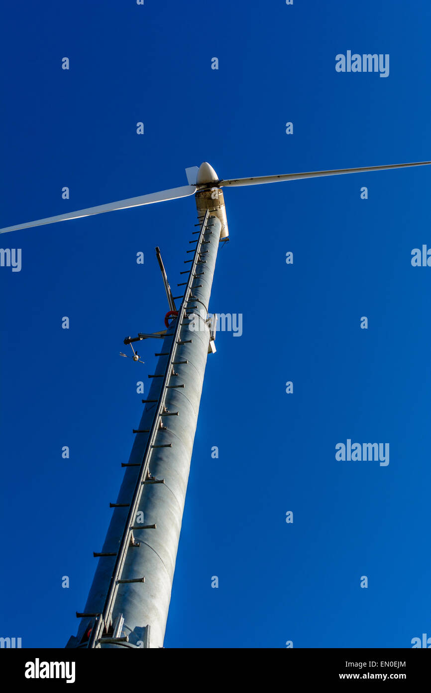 Wind power plant and clear blue sky Stock Photo