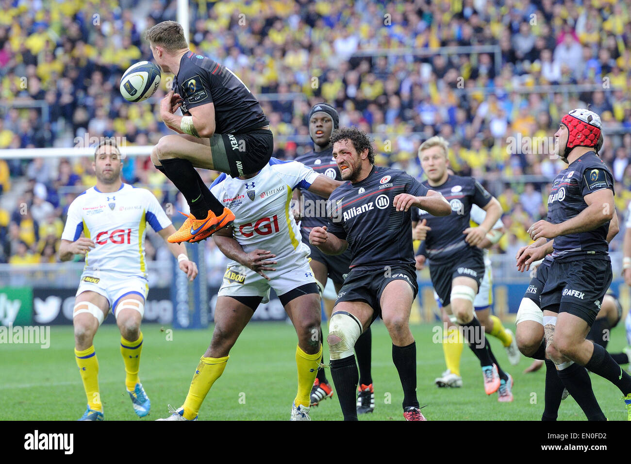 ClermontFerrand, Auvergne, France. 18th Apr, 2015. Champions Cup rugby semifinal between ASM ClermontFerrand, Auvergne, France. 18th Apr, 2015. Champions Cup rugby semifinal between ASM