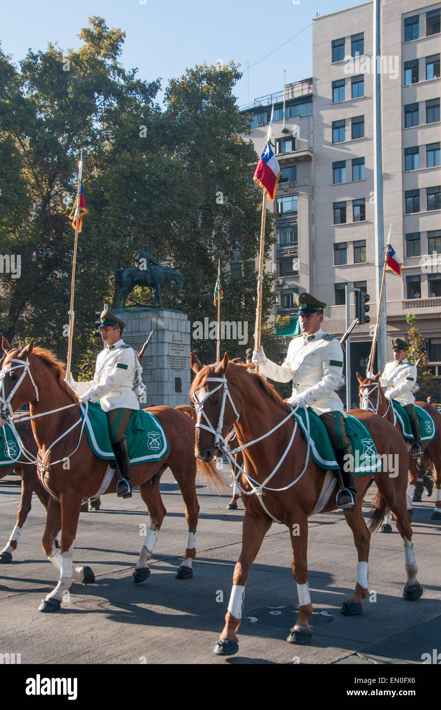 Changing of the Carabineros Guard at the Palacio de La Moneda, Santiago ...