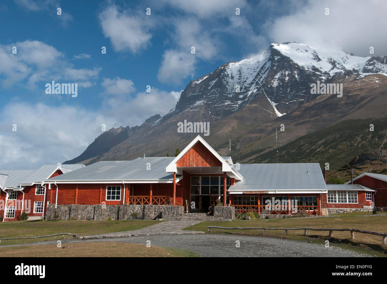 Hotel Las Torres, an estancia enclosed within the Torres del Paine National Park, Patagonia, Chile Stock Photo