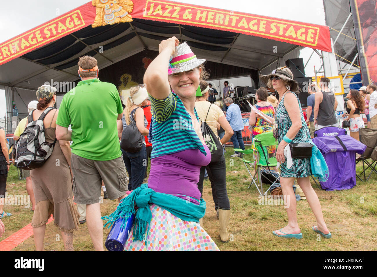 New Orleans, Louisiana, USA. 24th Apr, 2015. Fans enjoy live music during the 2015 New Orleans Jazz and Heritage Festival taking place at Fair Grounds Race Track in New Orleans, Lousiana Credit:  Daniel DeSlover/ZUMA Wire/Alamy Live News Stock Photo