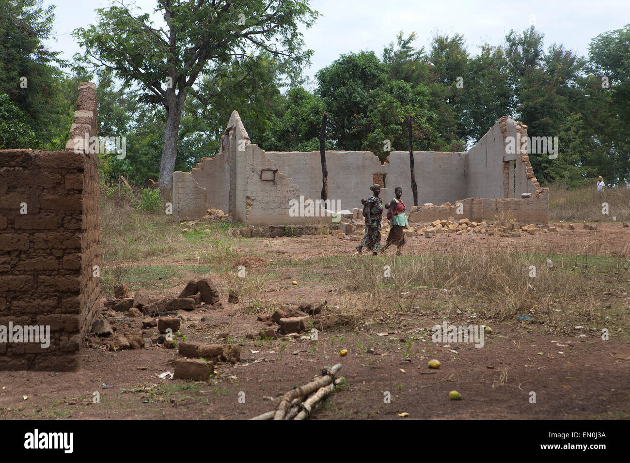 Muslims houses have been destroyed by in Central African Republic Stock Photo