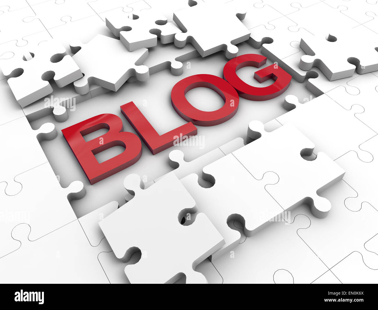 Blog with Puzzle tiles over white background Stock Photo