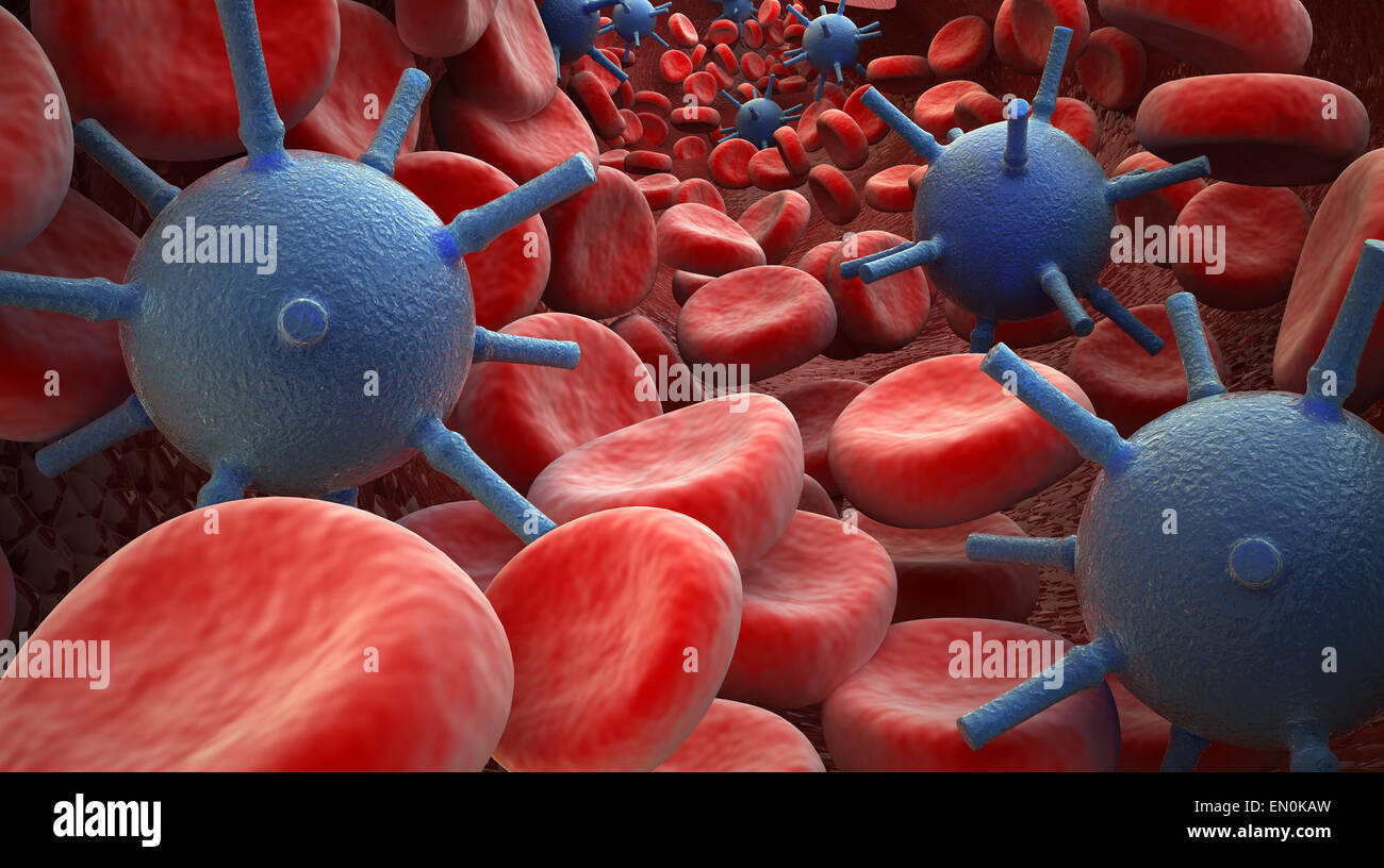 Blood Cells and virus Stock Photo - Alamy