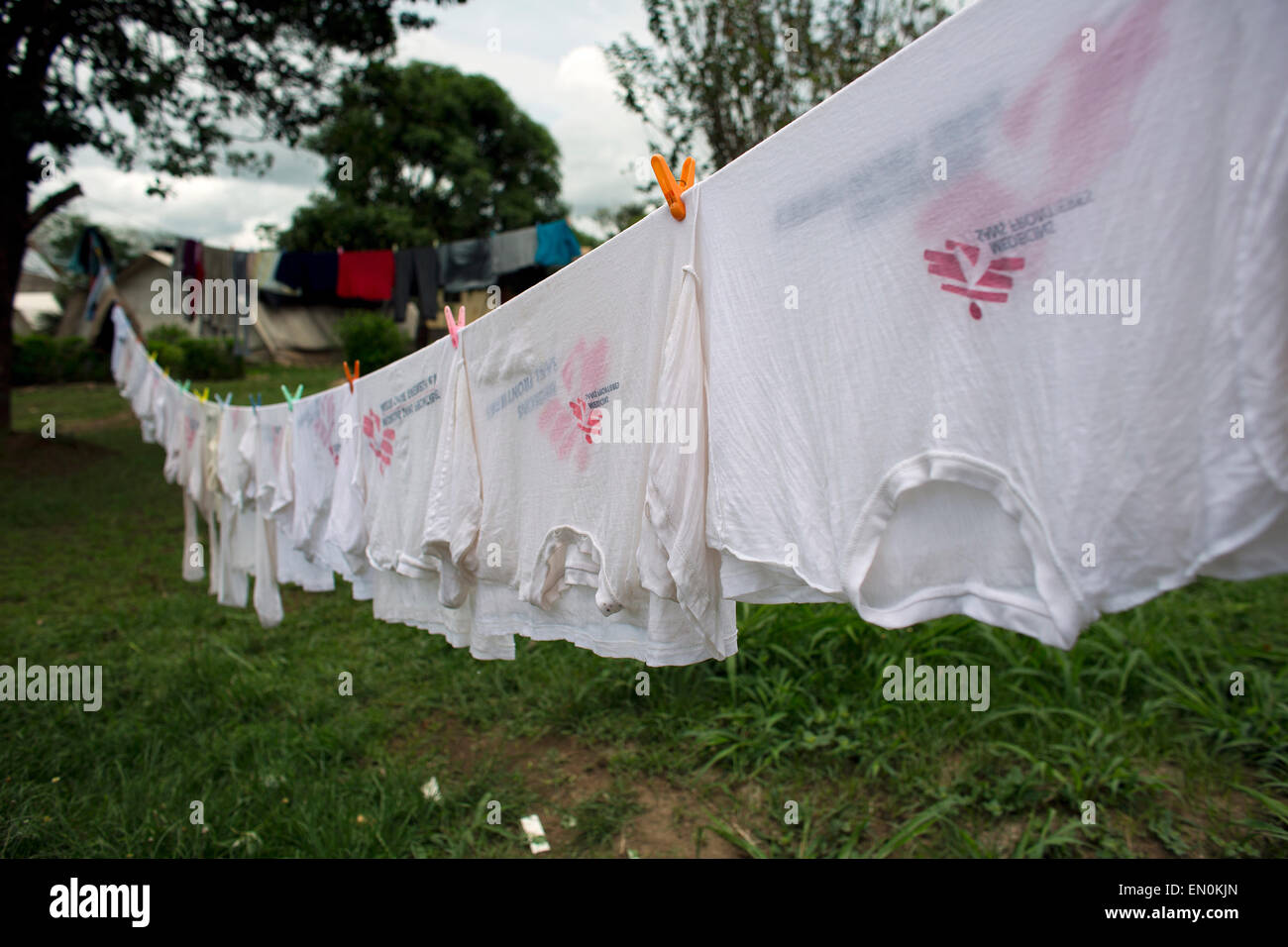 T-shirts of Medicins Sans Frontieres aid workers in Central African Republic Stock Photo