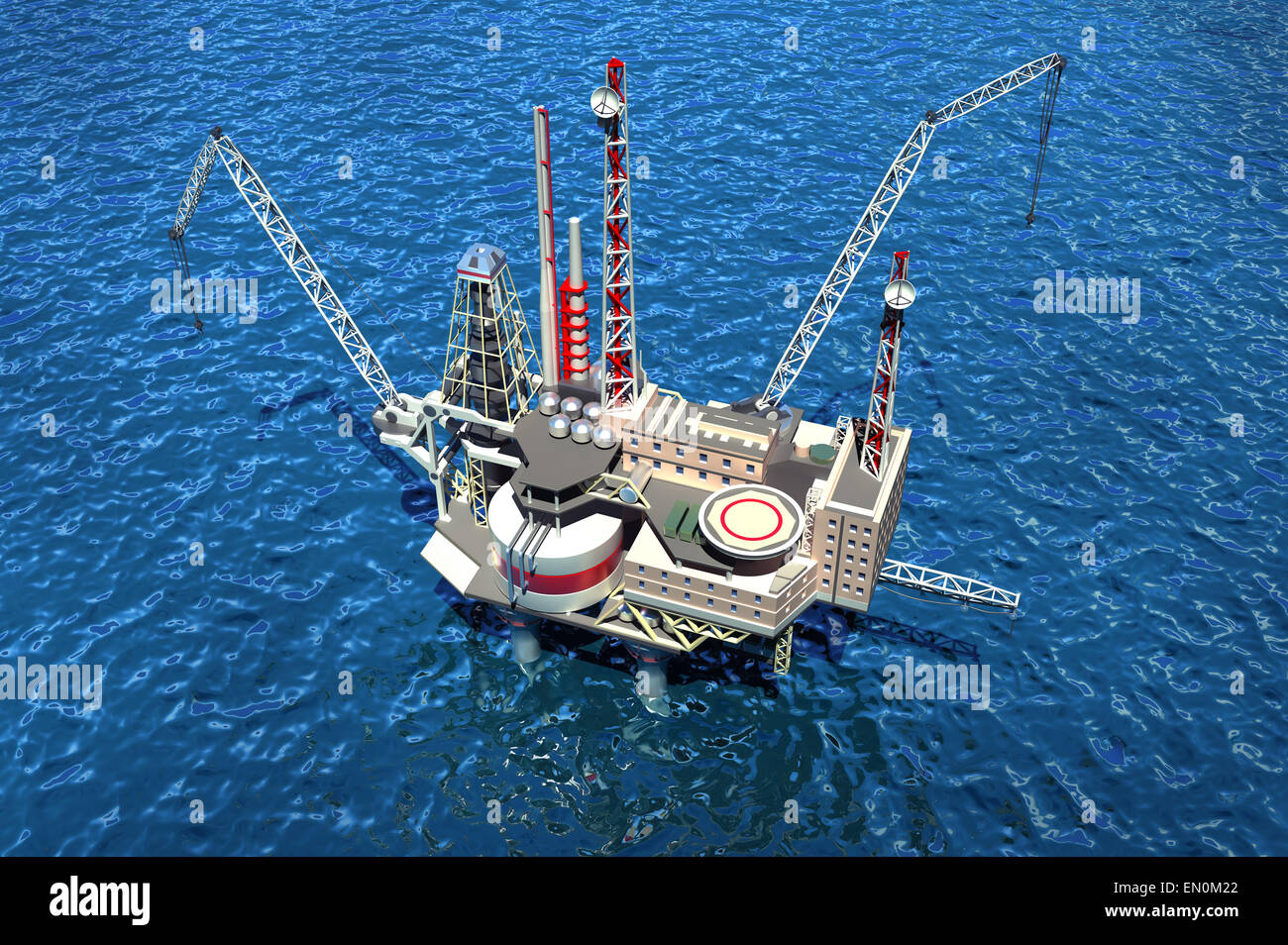 Offshore oilrig in the ocean. 3D Stock Photo - Alamy