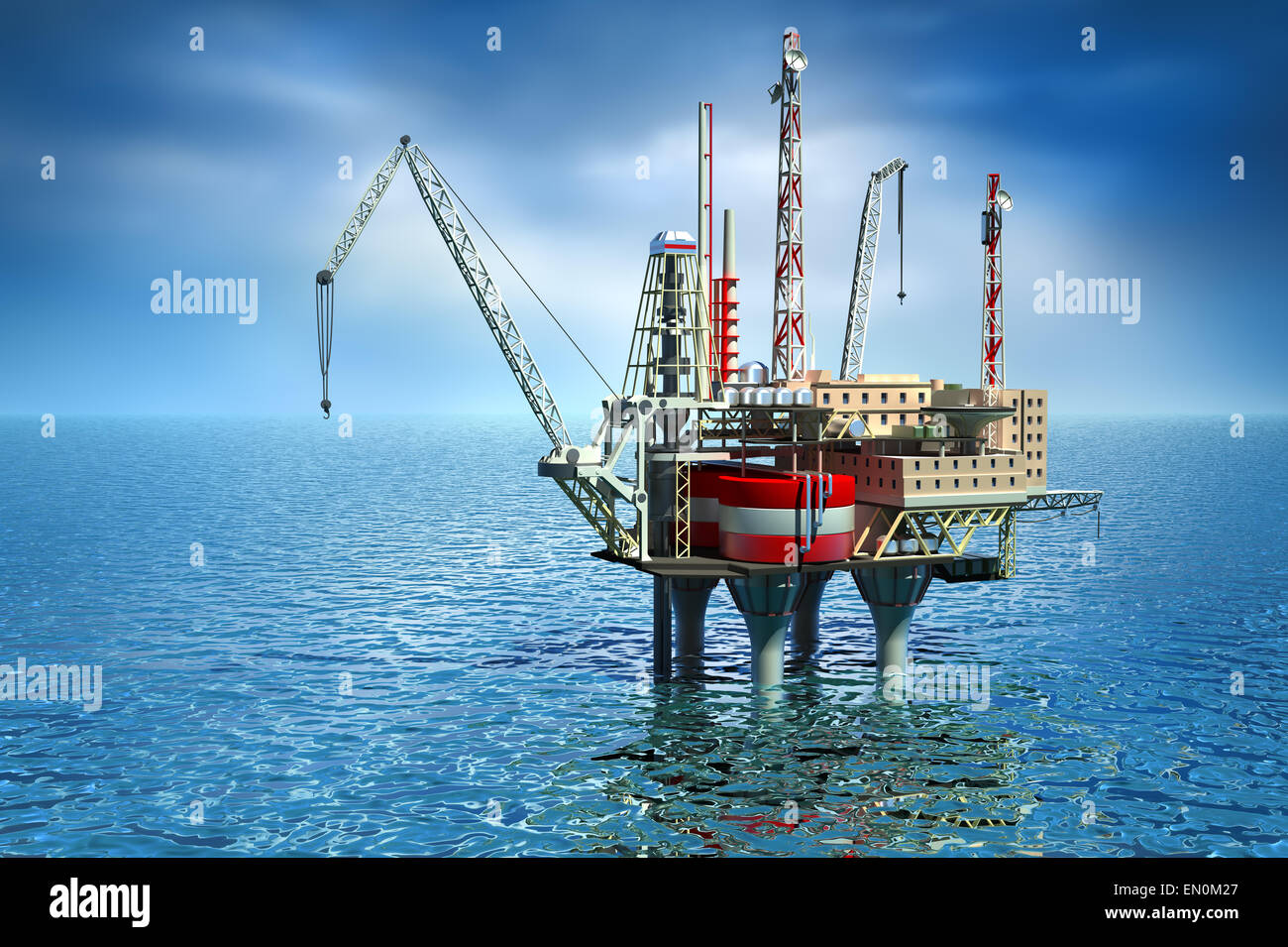 Drilling offshore Platform in sea. Stock Photo