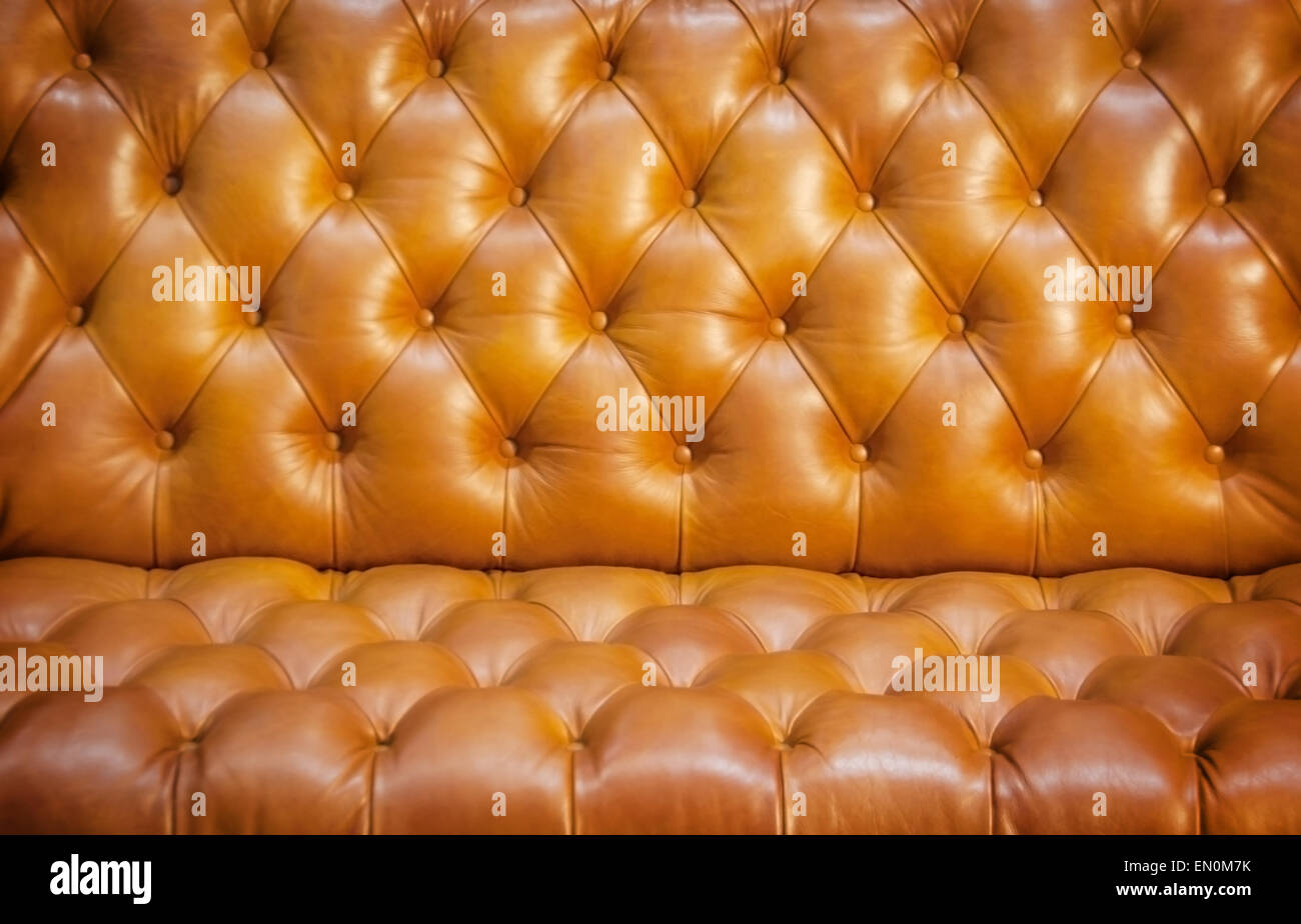 Close Up Texture Of Brown Leather Sofa Vintage Style Stock Photo