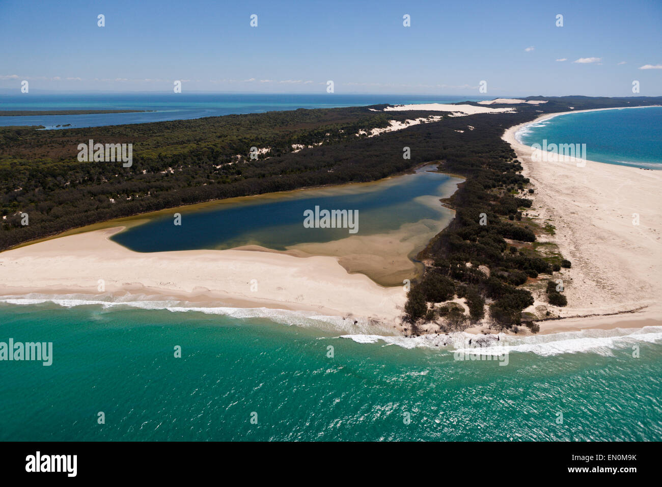 Aerial View of Moreton Island, Brisbane, Australia Stock Photo