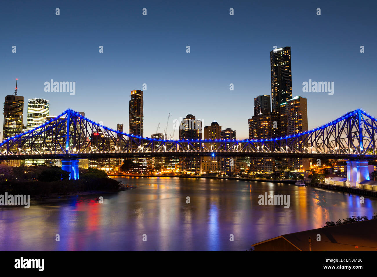 Skyline of Brisbane and Story Bridge, Brisbane, Australia Stock Photo