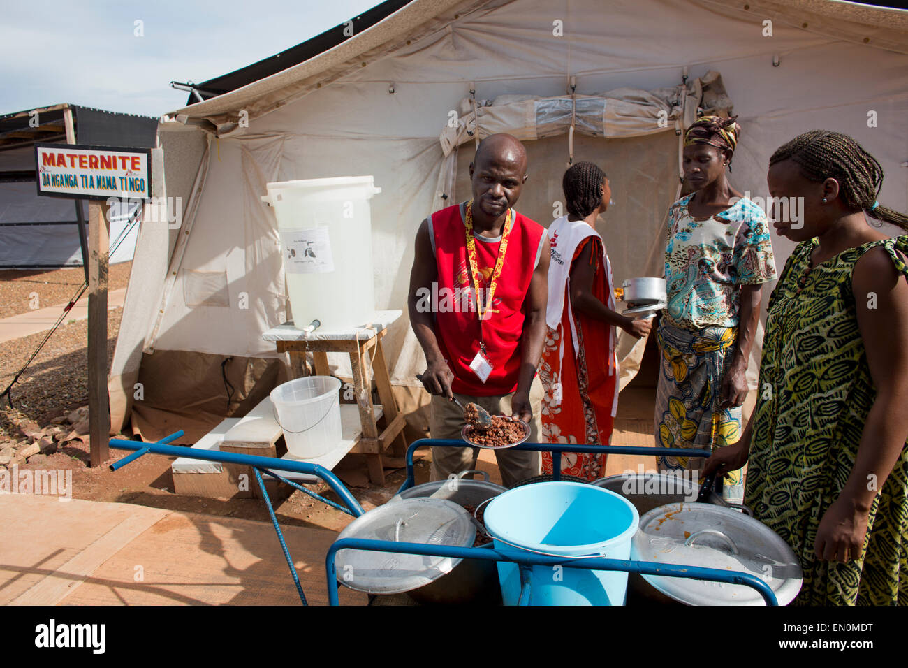emergency health care in Mpoko refugee camp (airport) in CAR Stock Photo
