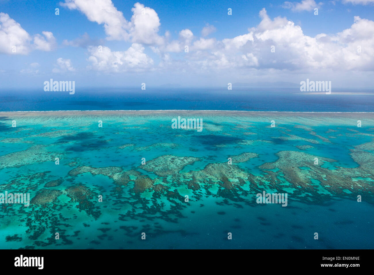 Aerial View of Great Barrier Reef, Queensland, Australia Stock Photo