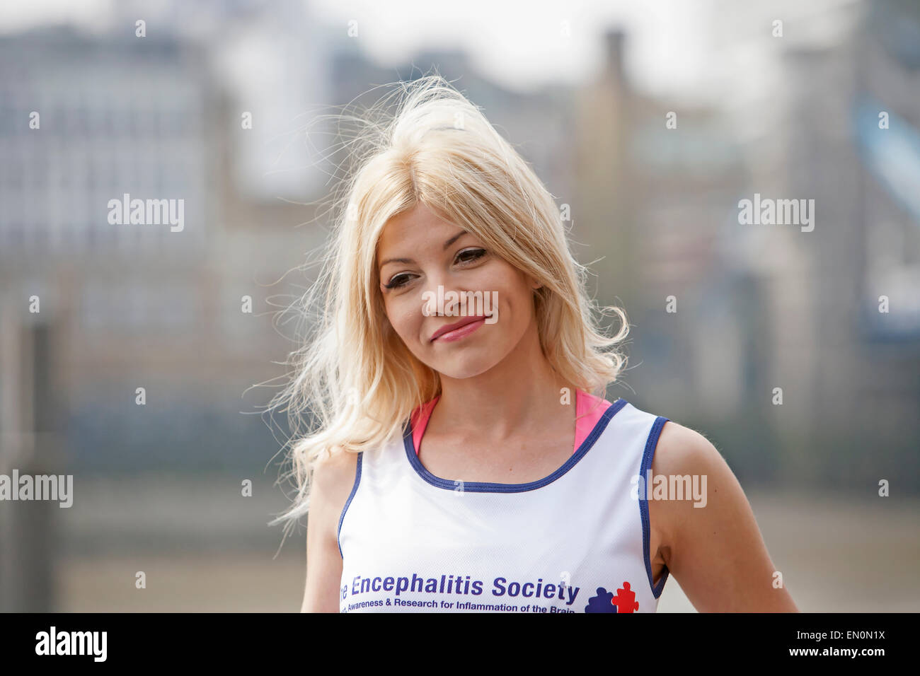 Soprano Aliki Chrysochou Attends A A Photocall By Tower Bridge Ahead Of Sunday S Virgin Money London Marathon Stock Photo Alamy