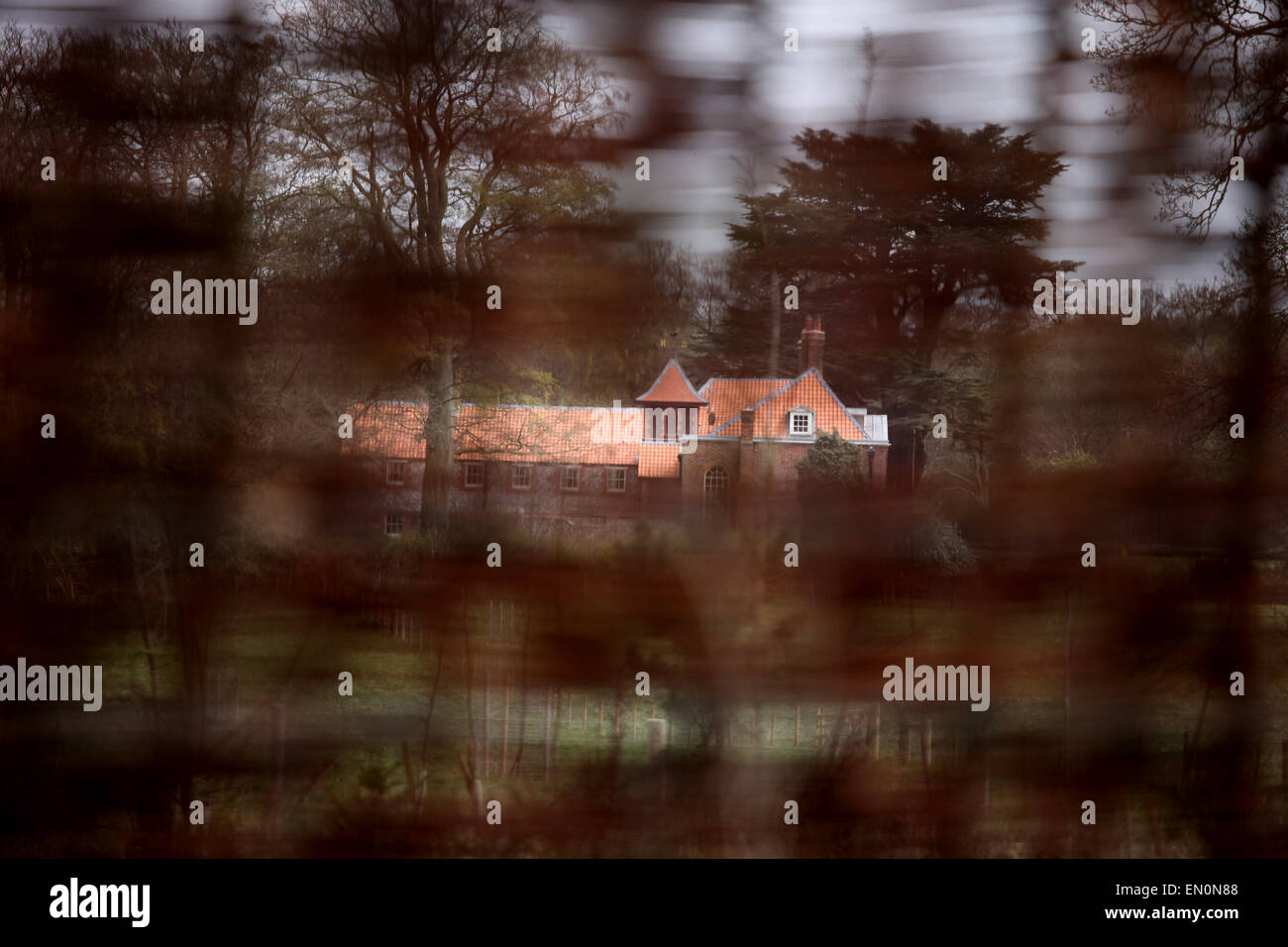 Duke and Duchess of Cambridge privacy . . Anmer, Norfolk, UK . . 22.04.2015 The Duke and Duchess of Cambridge, Prince William and Kate Middleton, have stepped up their plans for privacy at Anmer Hall by having willow screens put up all around the grounds to stop any prying eyes. Anmer Hall can just be seen to the left of the start of the screens if you look very closely. © Paul Marriott Photography Stock Photo