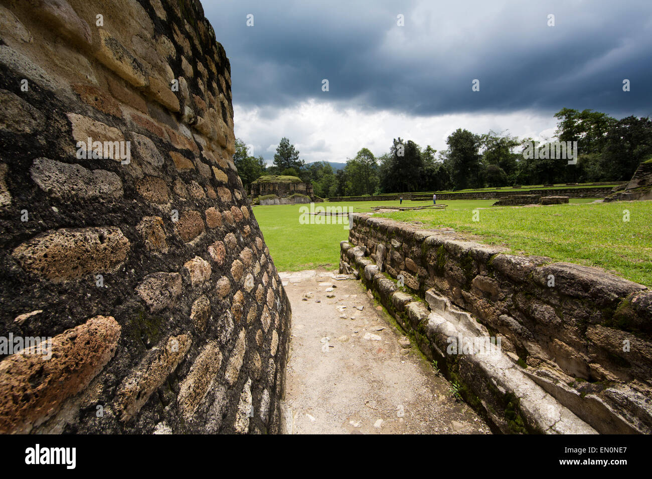 kaminaljuyu (place of ancestors) Archaeological Park is still used by Maya to offer prayers Stock Photo