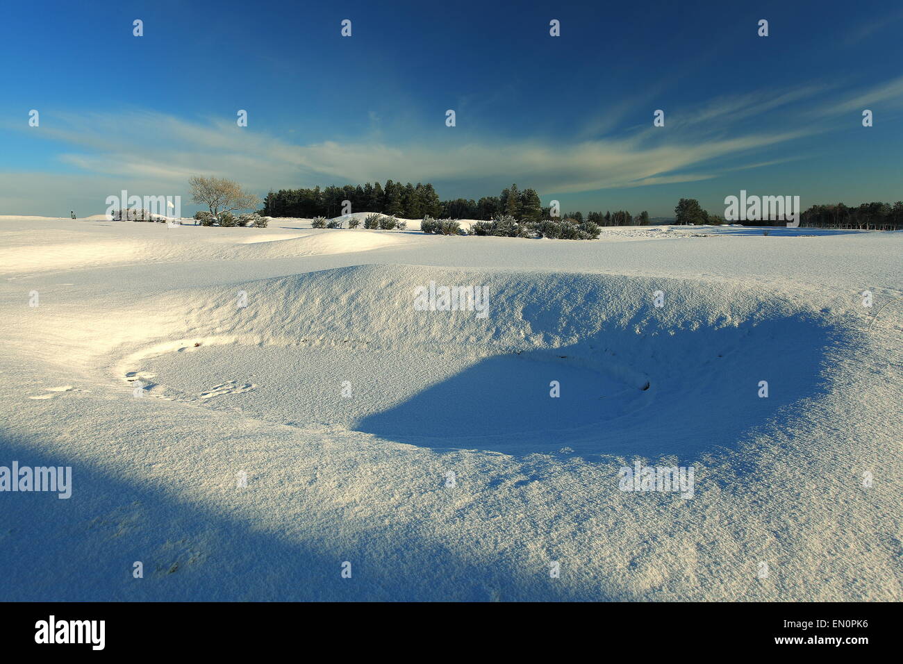 Snow view of the Crosland Moor Golf Club, Huddersfield, UK Stock Photo