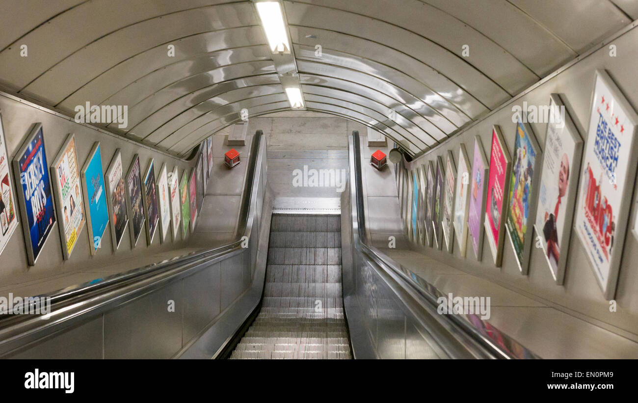 Escalator at Embankment Underground Station, London, Britain Stock Photo