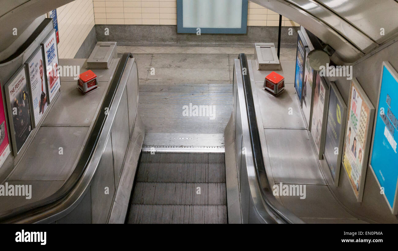 Escalator at Embankment Underground Station, London, Britain Stock Photo