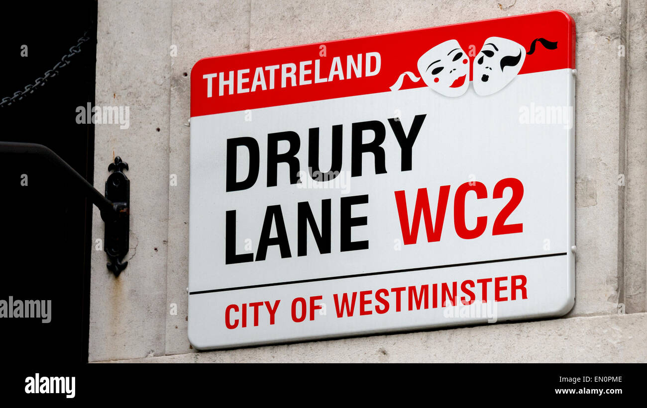 Drury Lane Street Sign, Westminster, London, Britain Stock Photo