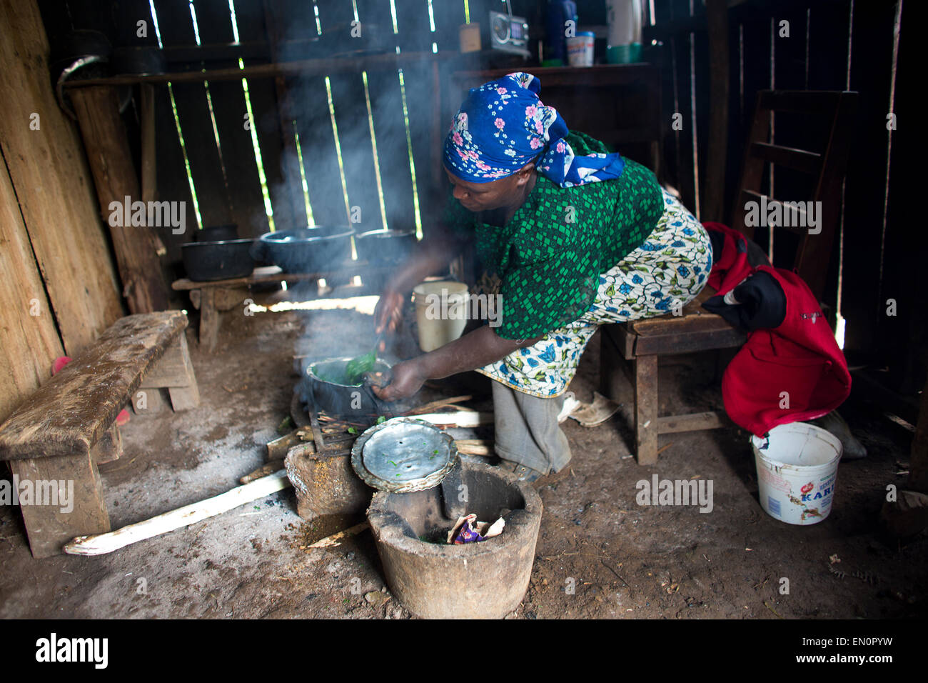 African woman cooking Stock Photo