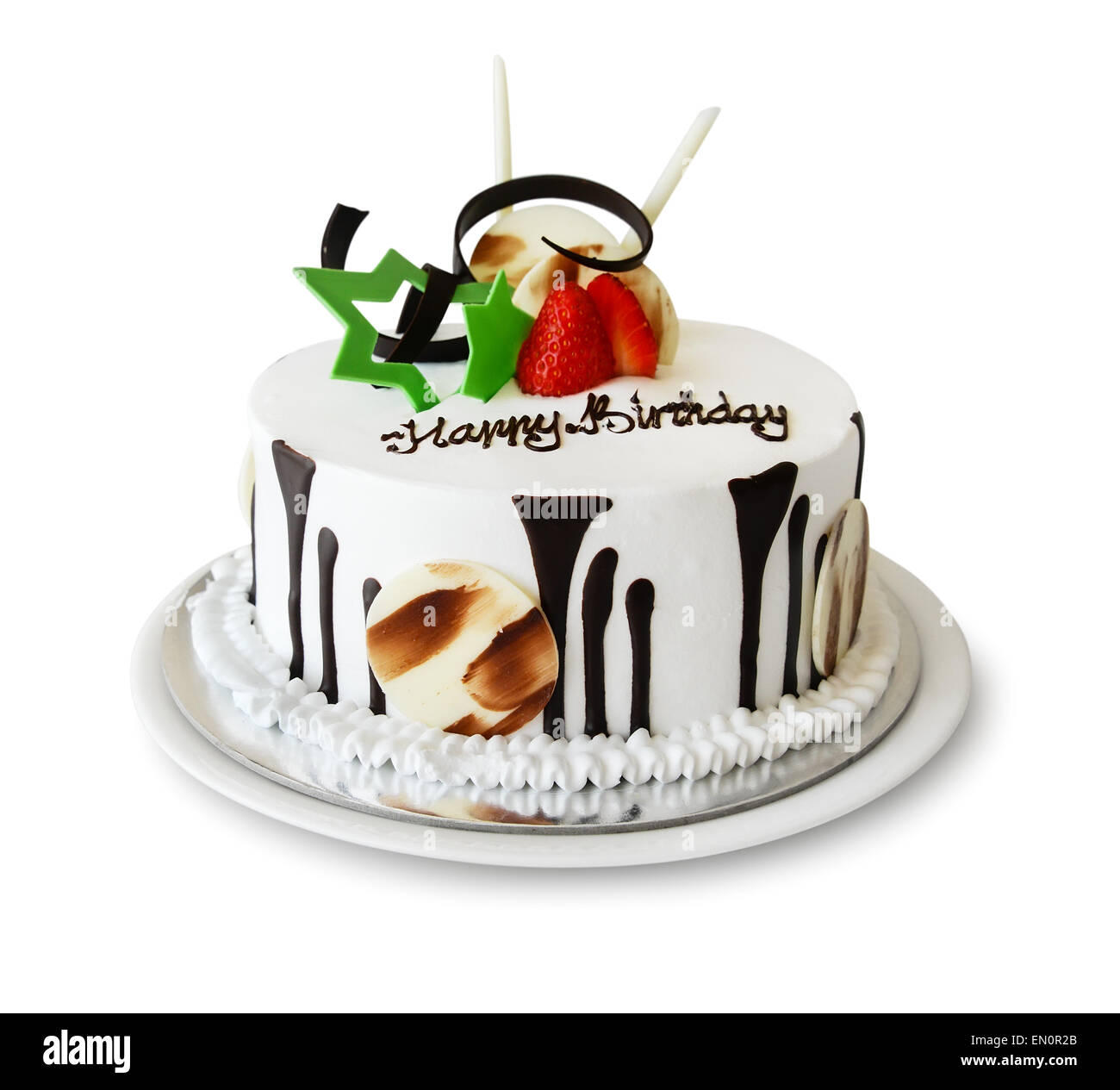 Birthday cake isolated on white Stock Photo