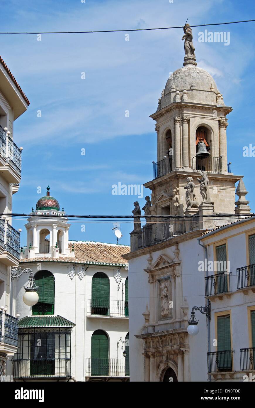 Church (Iglesia del Carmen) and town buildings, Priego de Cordoba, Cordoba Province, Andalusia, Spain, Western Europe. Stock Photo
