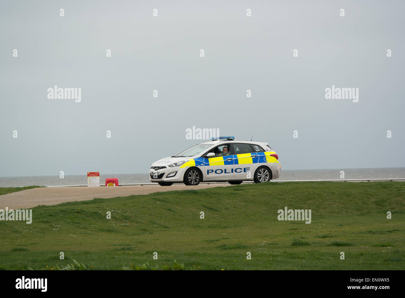 Blackpool UK, 25th April 2015. news, Lots of police hanging around the promenade at Blackpool before the scheduled EDL march at 2pm Credit: Gary Telford/Alamy Live News Stock Photo