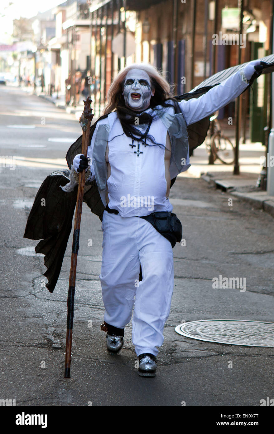 New Orleans,Louisiana: man dressed as a voodoo priest in the French Quarter Stock Photo