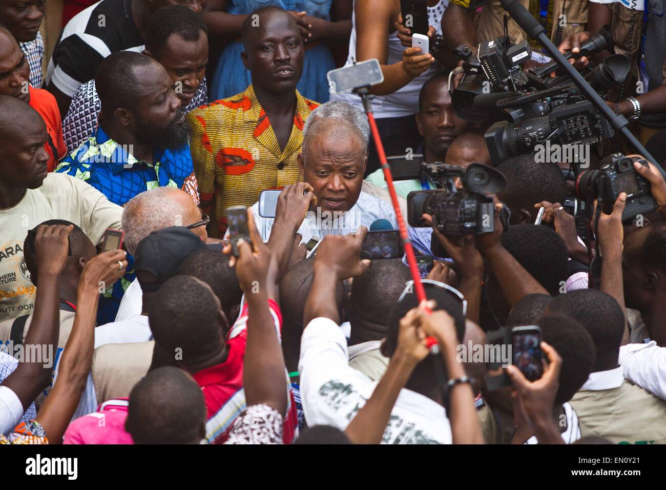 Lome, Togo. 25th Apr, 2015. Togo's Opposition leader and candidate for