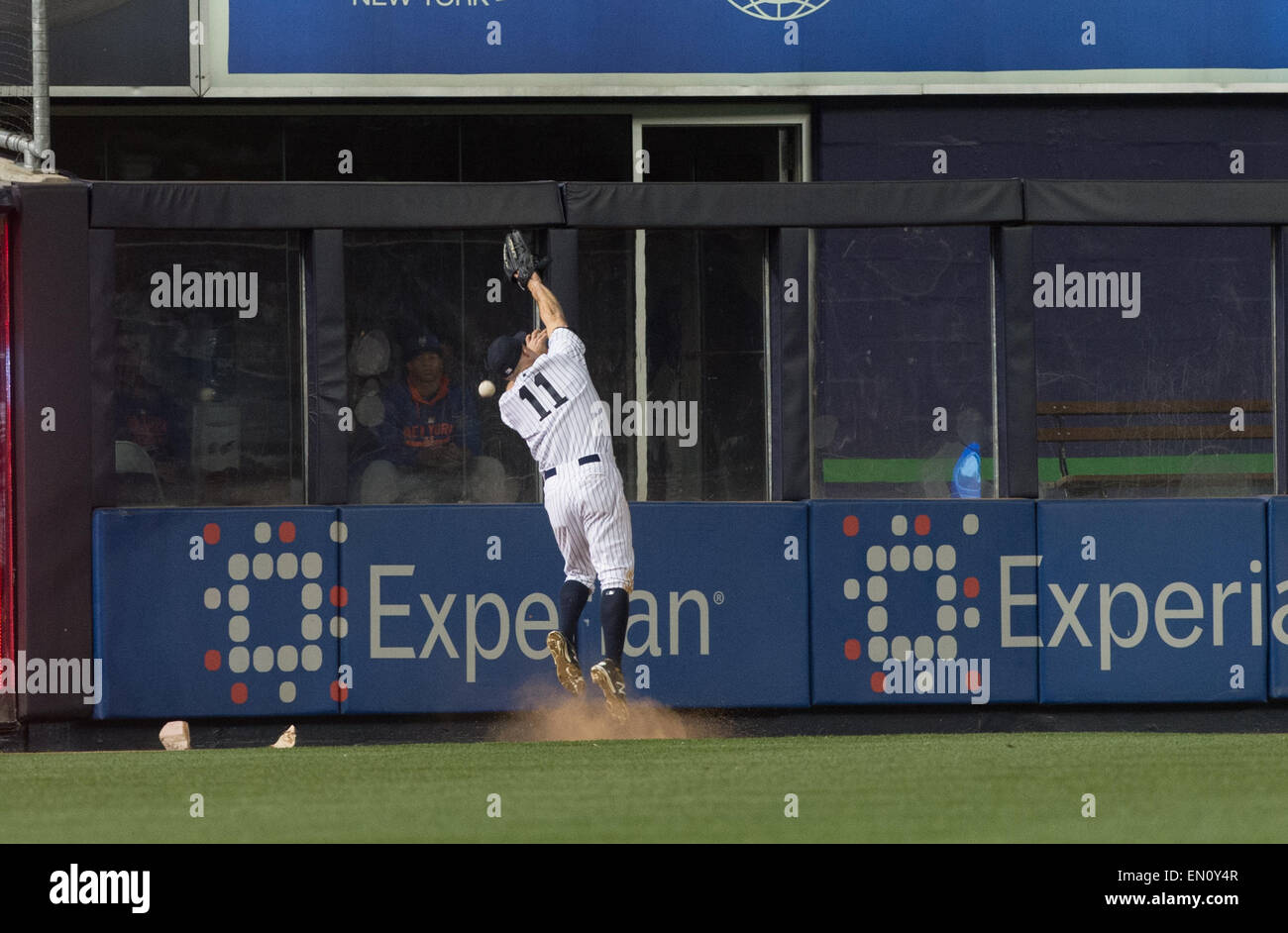 Bronx, New York, USA. 24th Apr, 2015. Yankees outfielder BRETT GARDNER