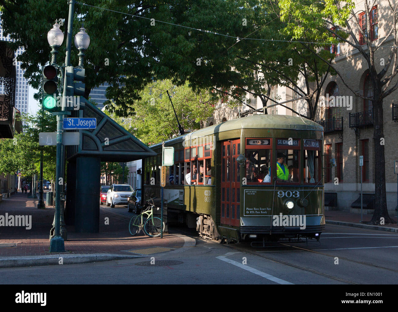 New Orleans,Louisiana: Streetcar on St Charles Avenue Stock Photo