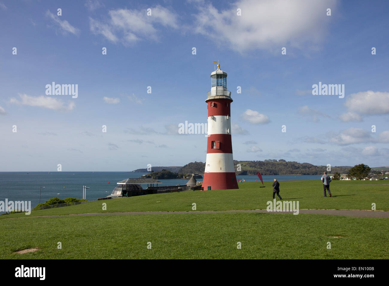 Smeaton's Tower and Plymouth Hoe Stock Photo - Alamy