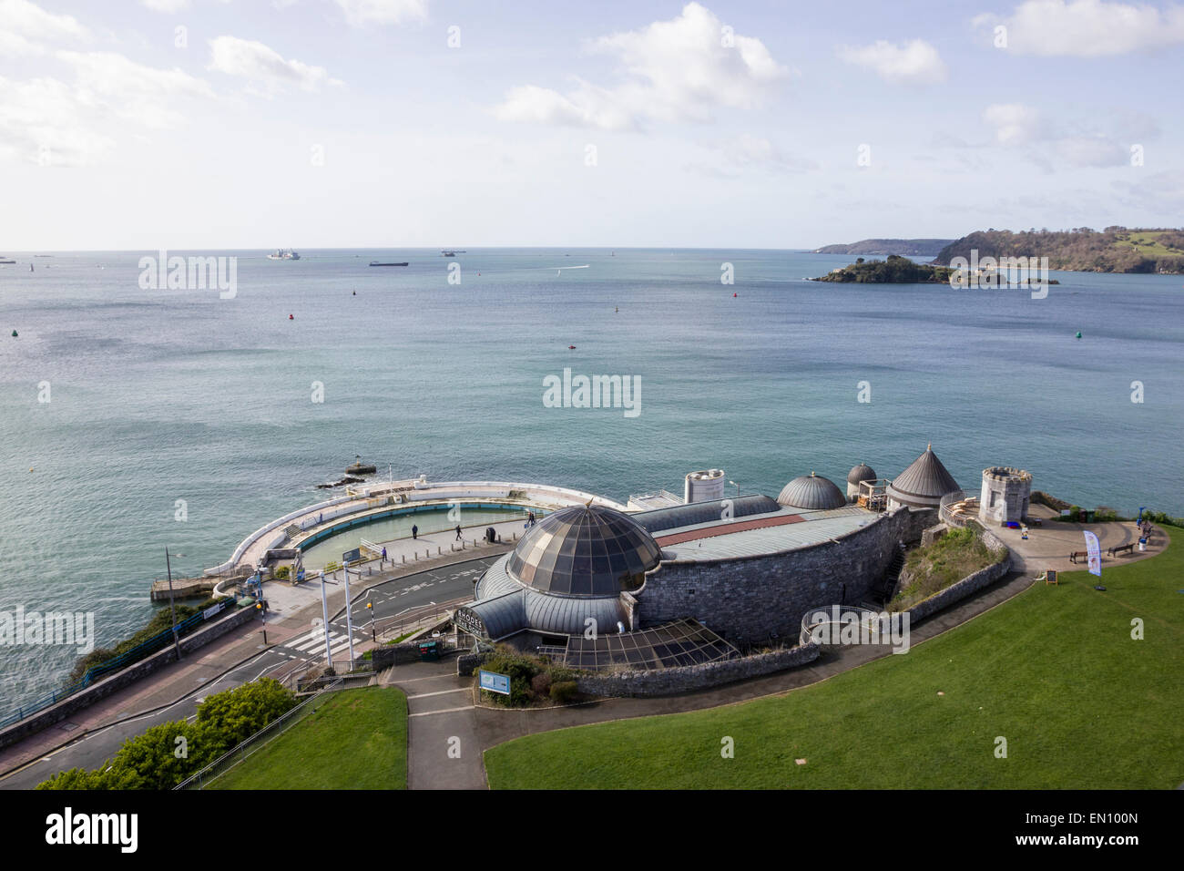 Seaward view from Smeaton's Tower on Plymouth Hoe, looking over the ...
