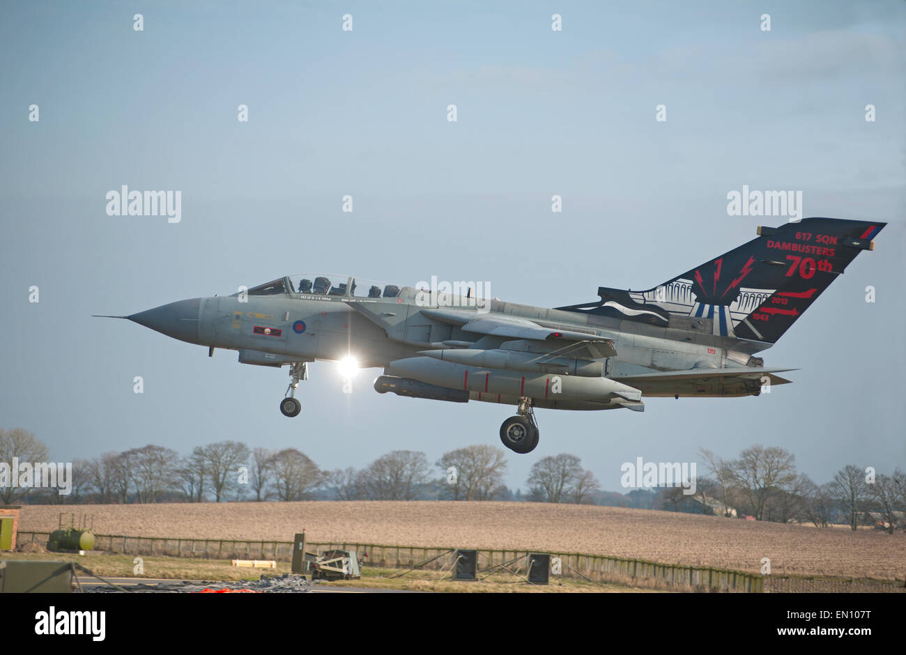 Specially painted commemorative GR4 Tornado Bomber of 617 Sqn RAF Lossiemouth.  SCO 9705. Stock Photo