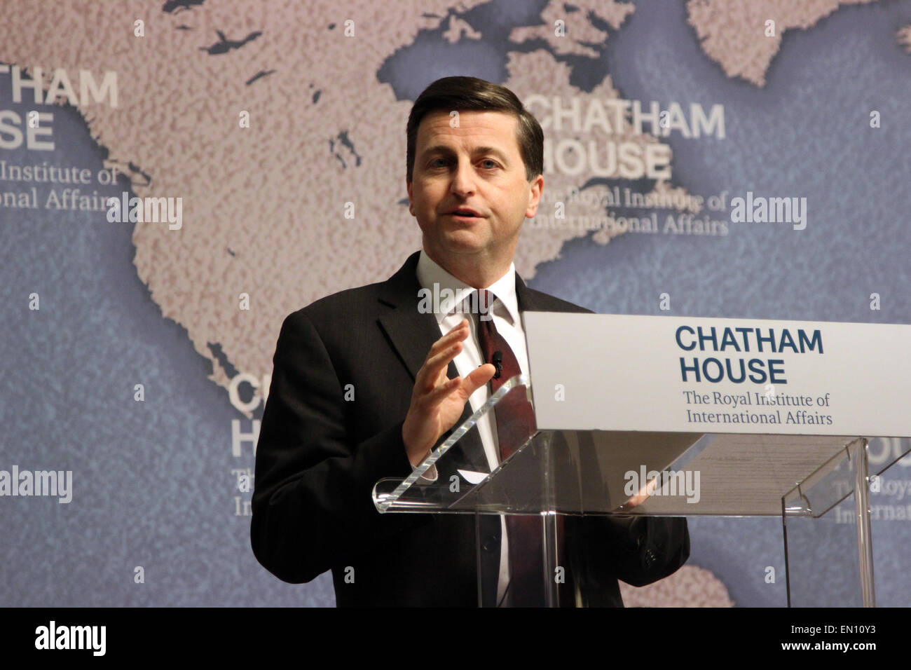 Douglas Alexander, Shadow Secretary of State for Foreign Affairs, gives a speech on the Labour Party’s foreign policy at the Cha Stock Photo