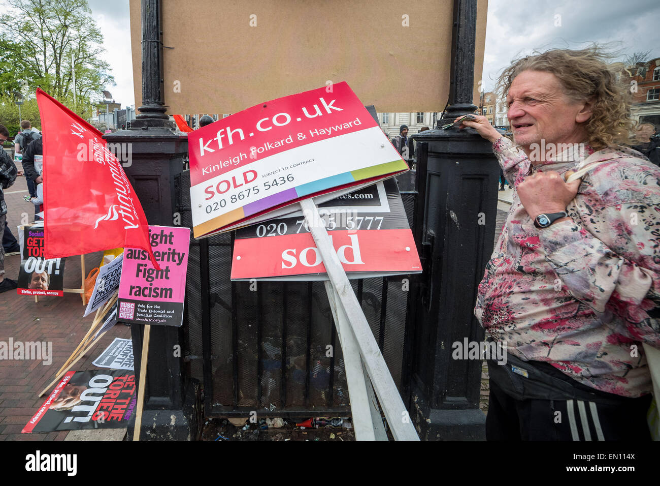 London, UK. 25th April, 2015. Reclaim Brixton as Campaigners Protest against Gentrification Credit:  Guy Corbishley/Alamy Live News Stock Photo