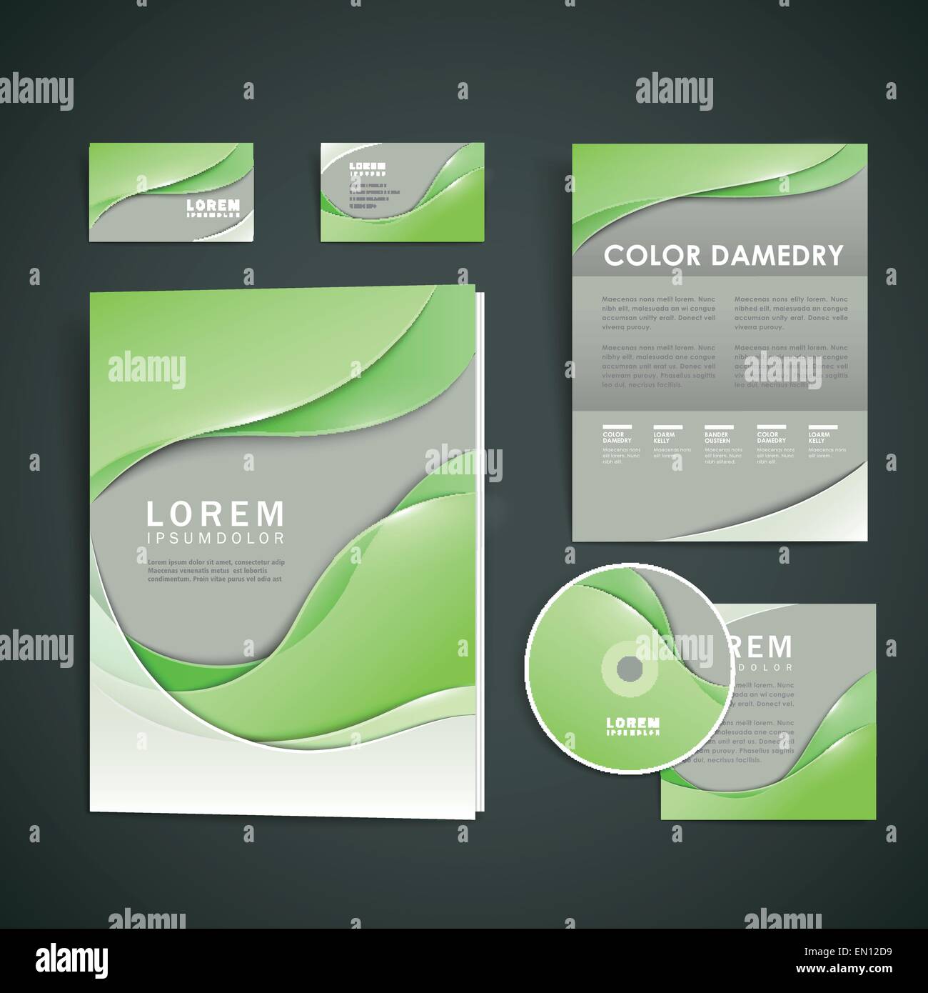 abstract corporate identity design with elegant green streamline ...