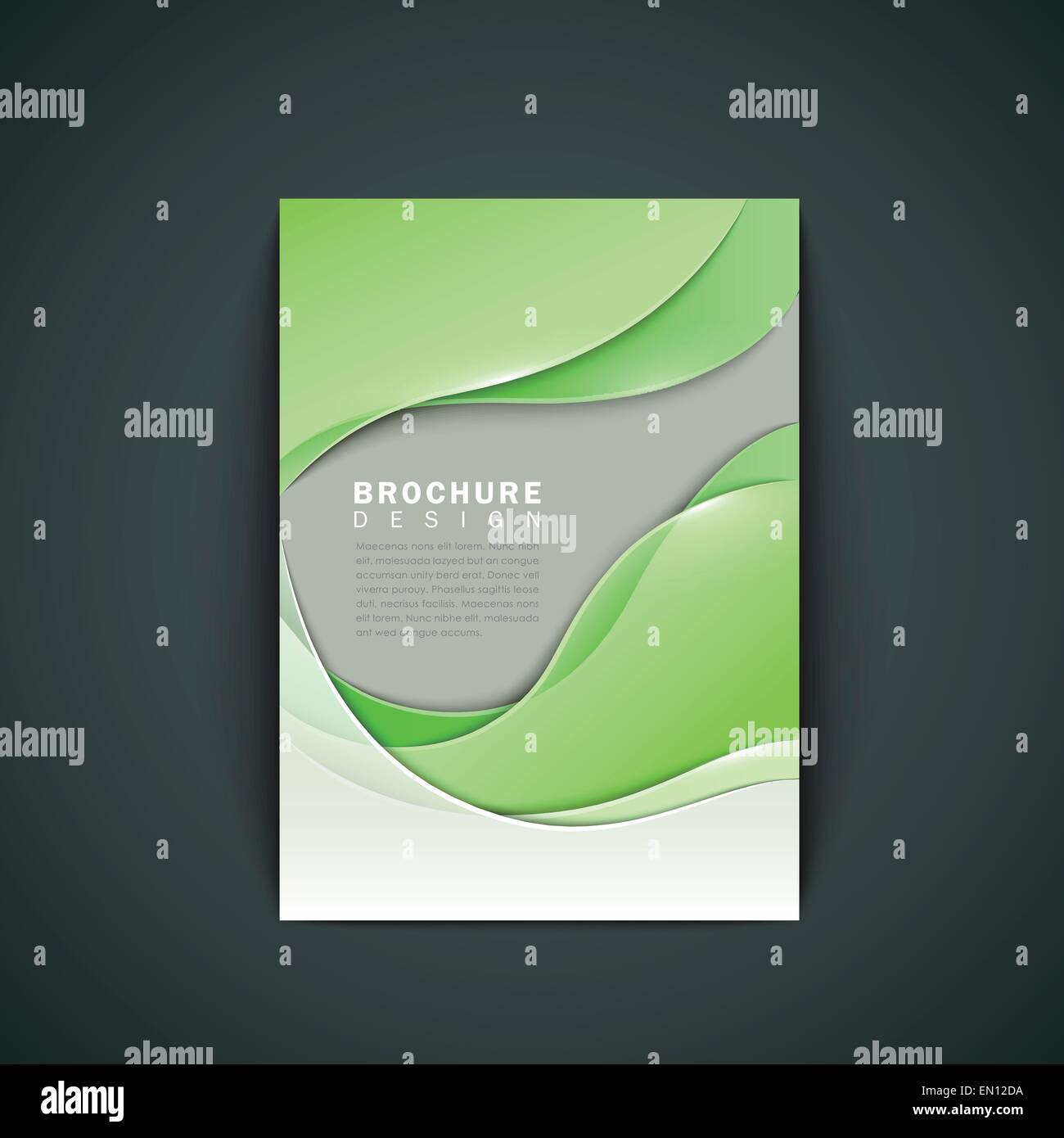 abstract brochure design with elegant green streamline pattern over ...