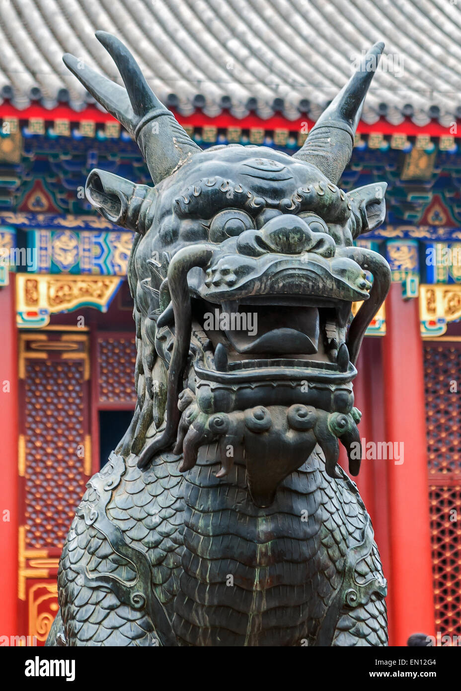 China, Beijing . Summer emperor Palace . Figures of mythical creatures ...