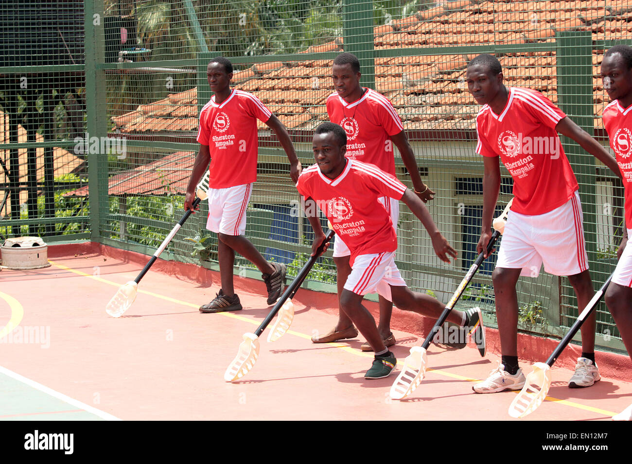 Kampala, Uganda. 25th April, 2015. Ugandan sports men take time to play