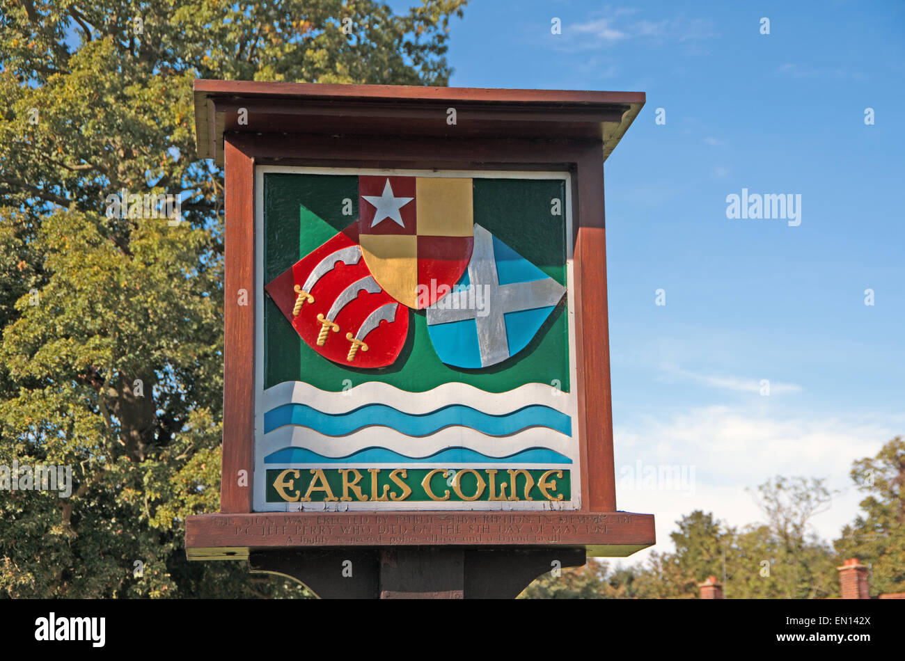 Earls Colne, Village Sign, Essex, England Stock Photo Alamy