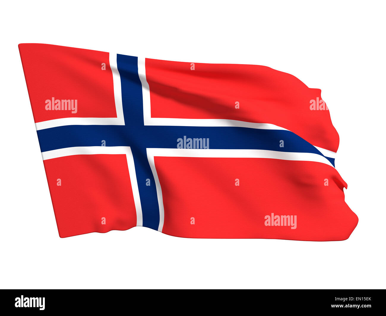 3d rendering of a Norway flag waving on a white background Stock Photo ...