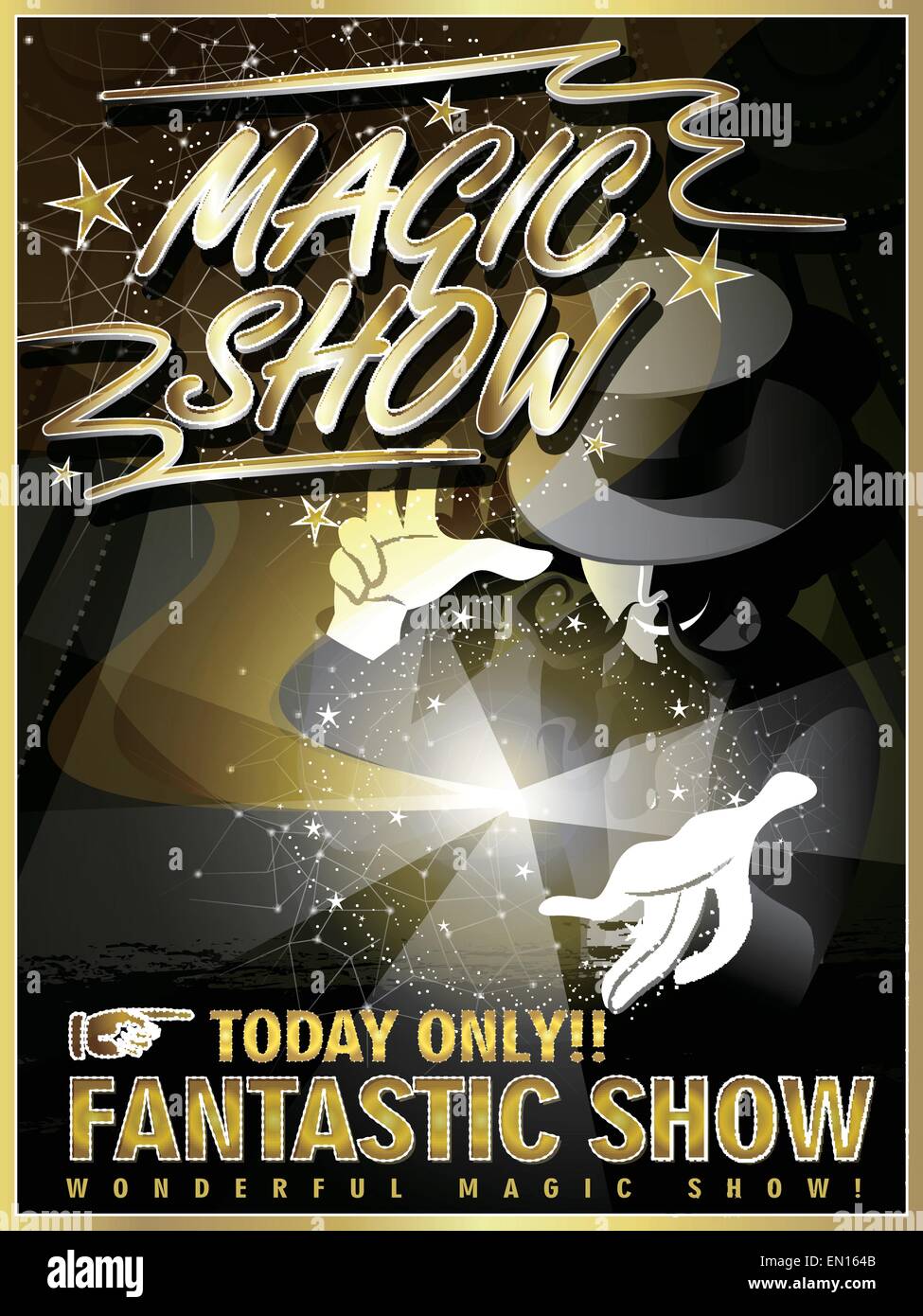 fantastic magic show poster with mystery magician Stock Vector