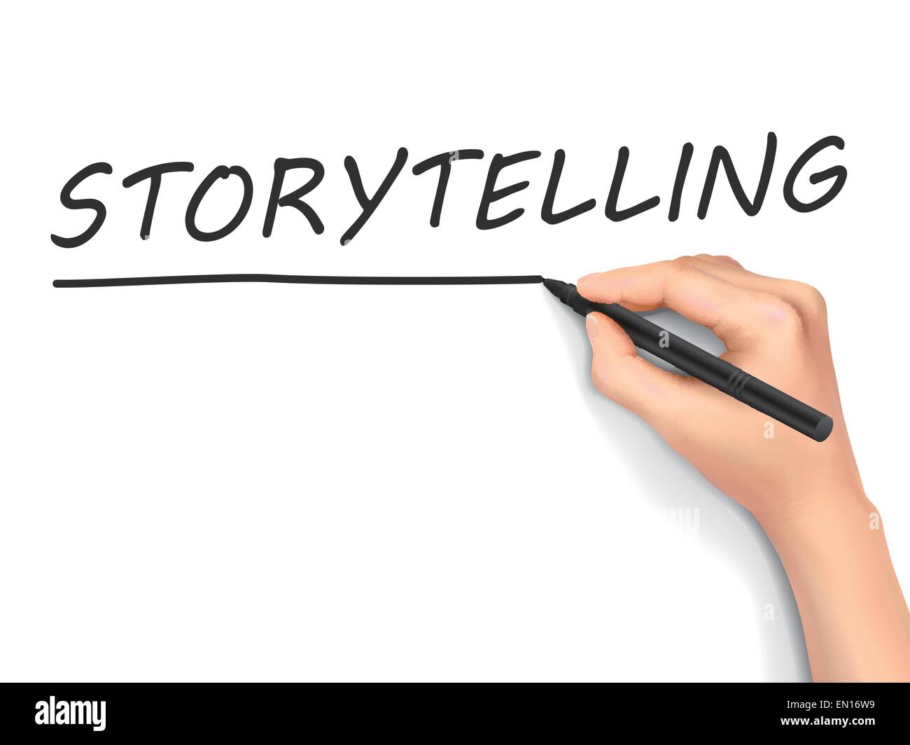 storytelling word written by 3d hand over white background Stock Vector ...