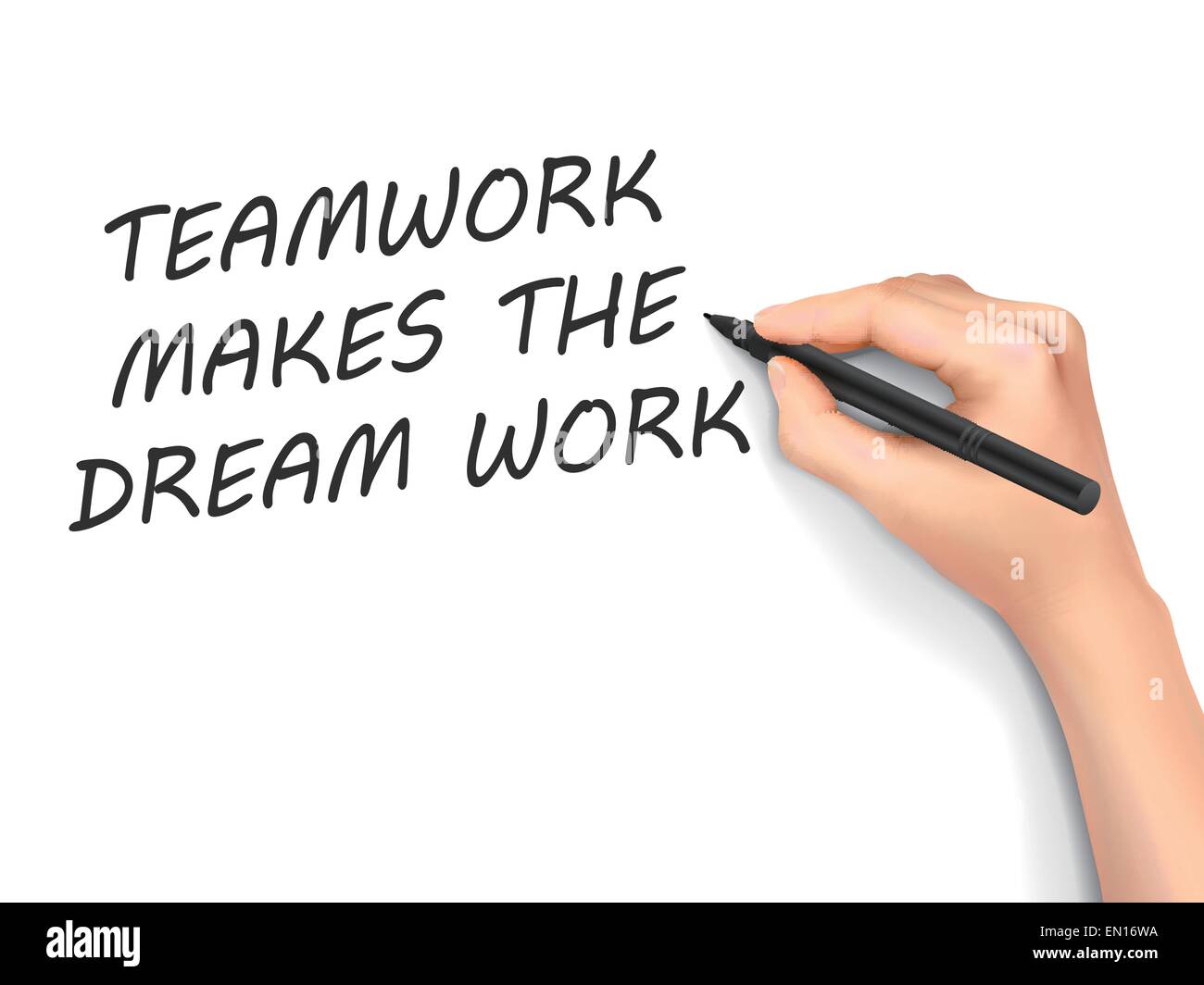 teamwork makes the dream work written by hand isolated on white background Stock Vector