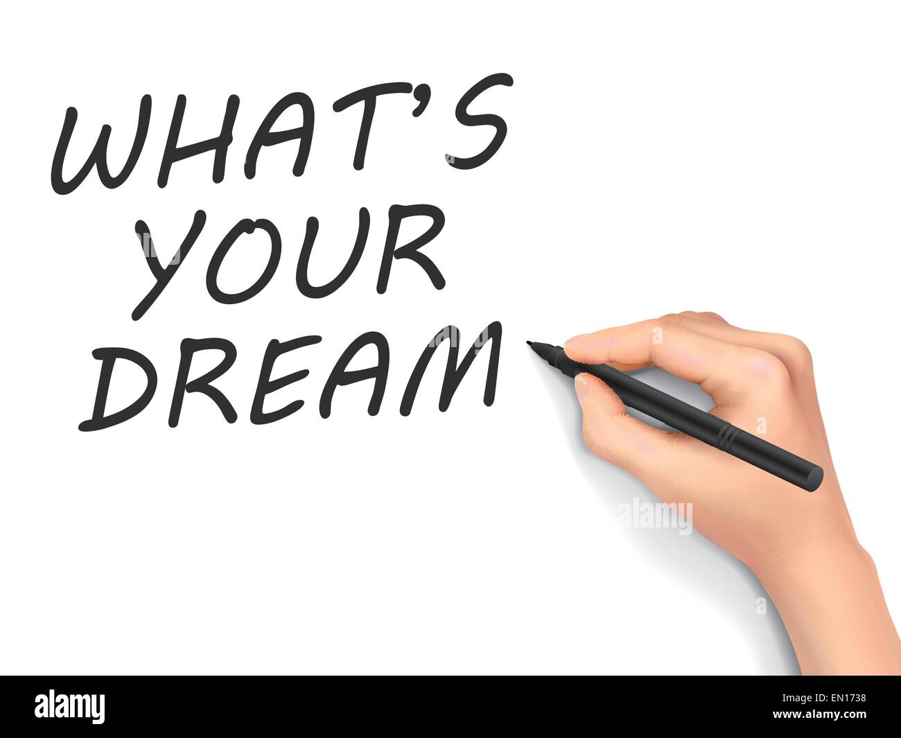 what is your dream words written by hand on white background Stock ...