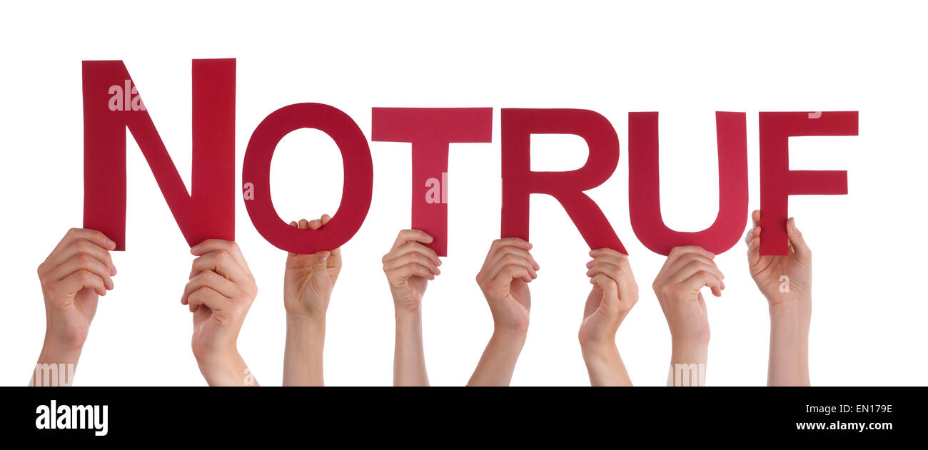 Many Caucasian People And Hands Holding Red Straight Letters Or