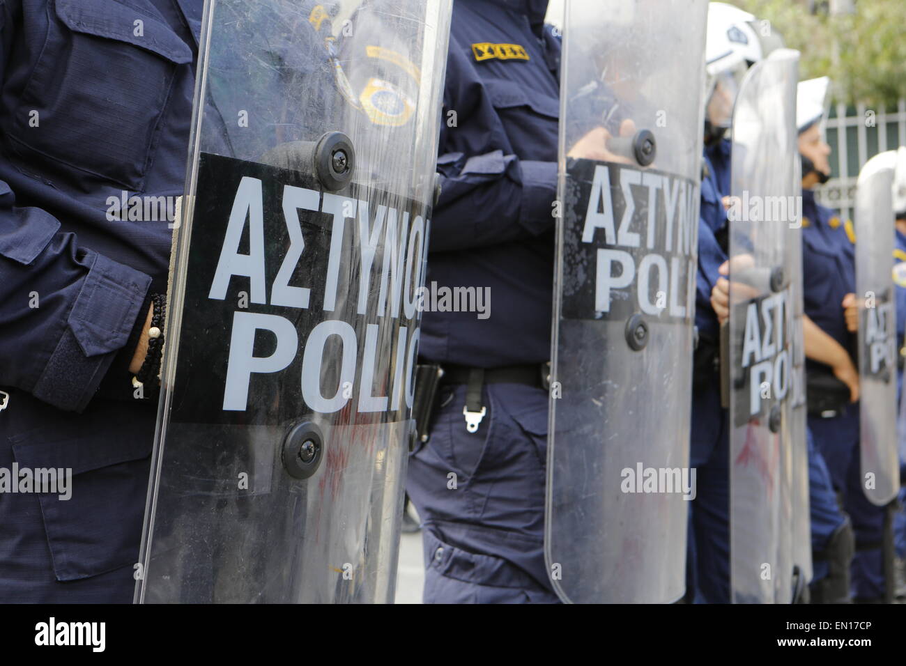 Athens, Greece. 25th Apr, 2015. Close-up of Riot Police officers ...