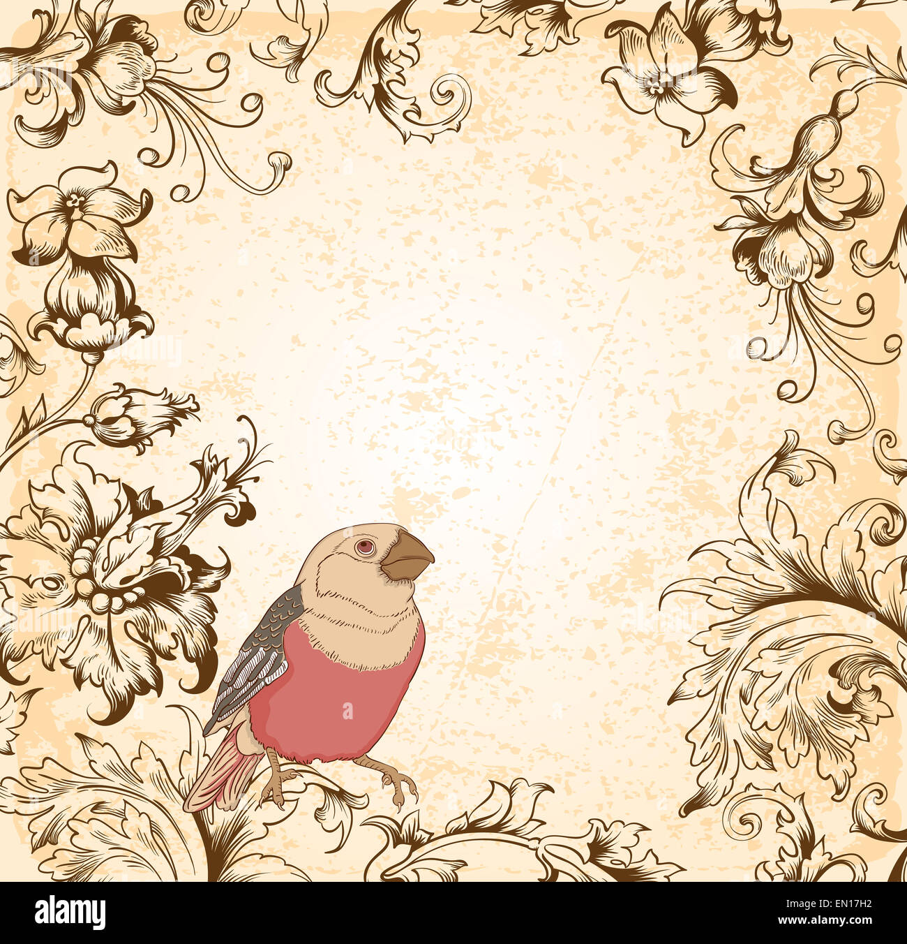 Victorian floral background with bird Stock Photo - Alamy